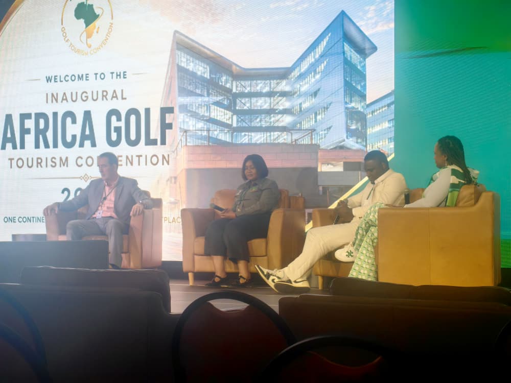 Panelists seated on stage during the inaugural Africa Golf Tourism Convention