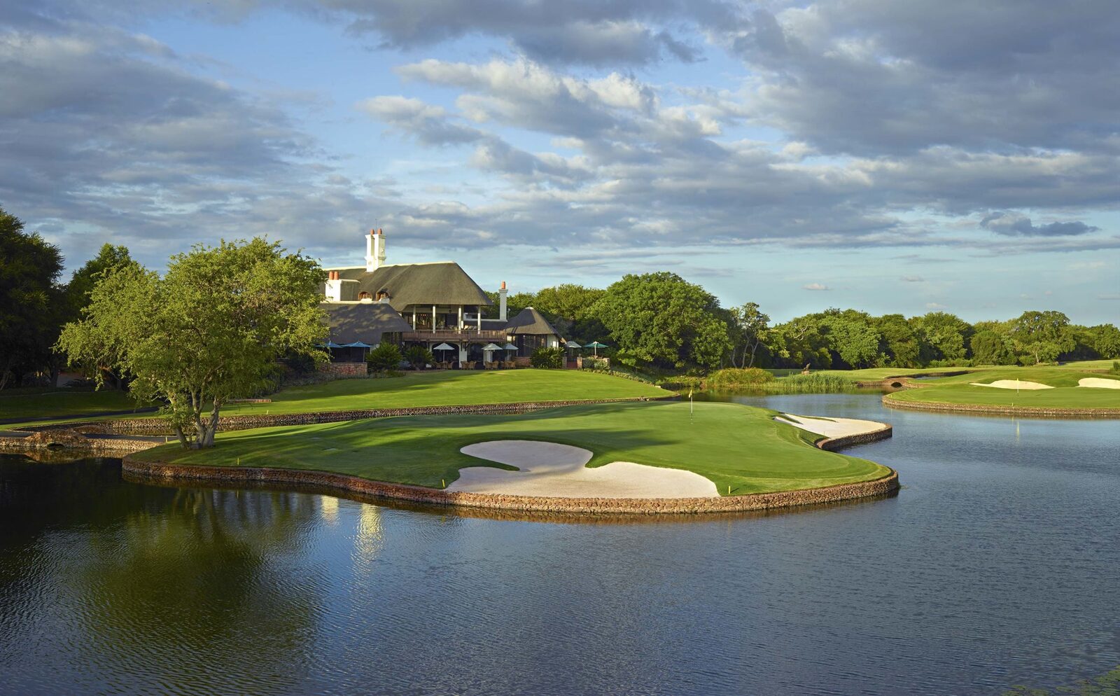 The 18th green at Leopard Creek Country Club above the Crocodile River